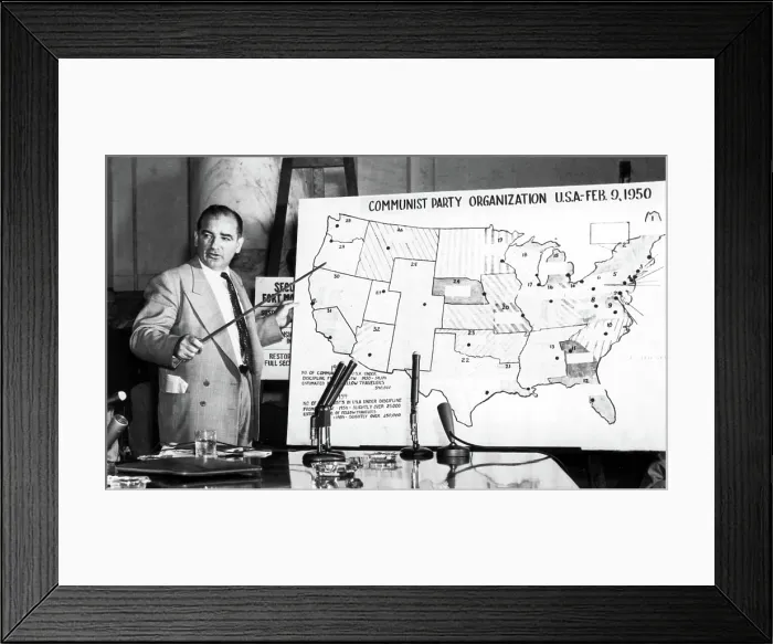 Framed Print : Sen. Joseph McCarthy before Senate Committee, 1950s, pointing to U.S. map. Courtesy: CSU Archives  /  Everett Collection