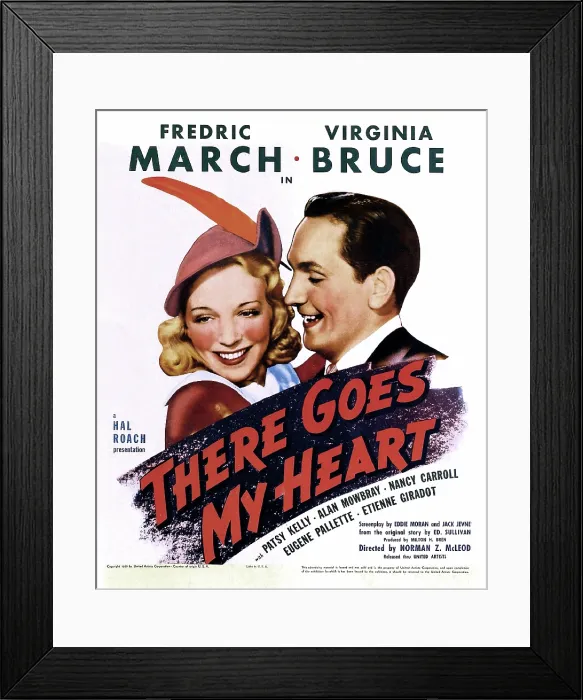 Framed Print : THERE GOES MY HEART, US poster art, from left: Virginia Bruce, Fredric March, 1938