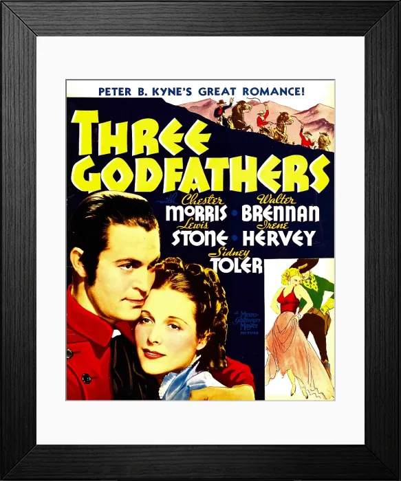 Framed Print : THREE GODFATHERS, from left: Chester Morris, Irene Hervey on window card, 1936 Framed Print : THREE GODFATHERS, from left: Chester Morris, Irene Hervey on window card, 1936