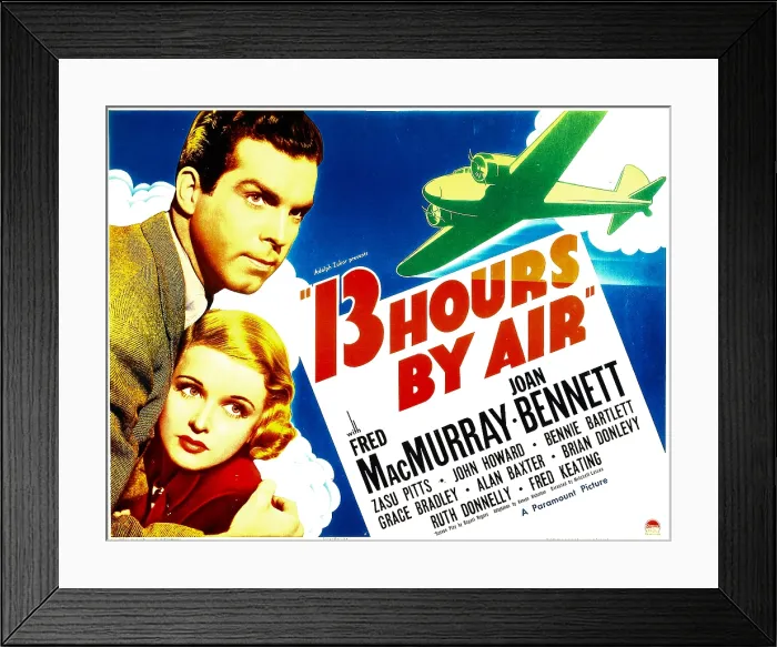 Framed Print : THIRTEEN HOURS BY AIR, from left: Fred MacMurray, Joan Bennett, 1936
