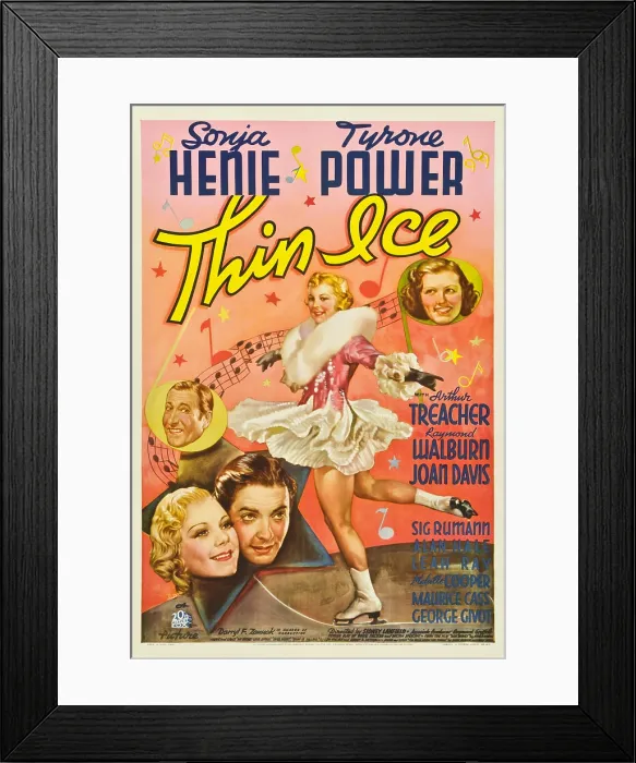 Framed Print : THIN ICE, Sonja Henie, Tyrone Power, Arthur Treacher, Joan Davis, 1937