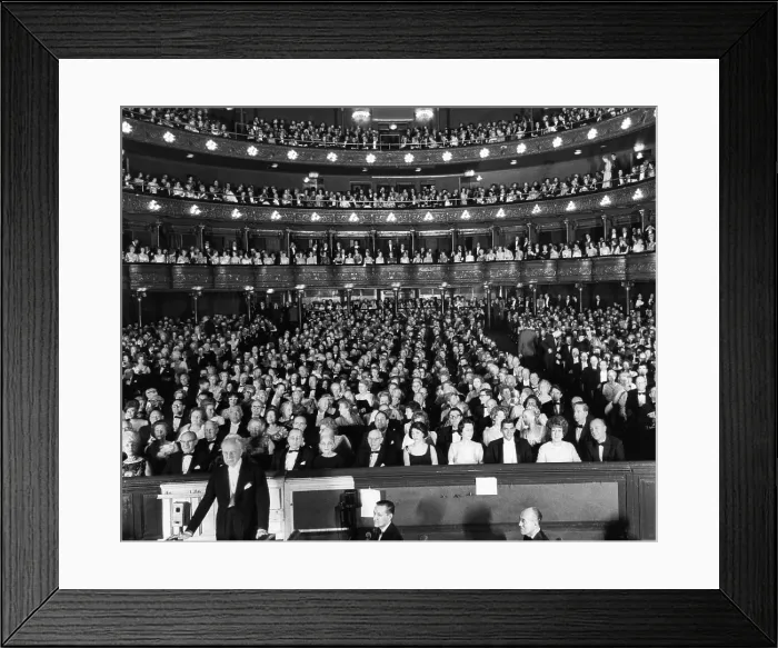Framed Print : Leopold Stokowski (front left), preparing to lead the orchestra of the Metropolitan Opera at the beginning of the last performance in the old Metropolitan Opera House, New York Framed Print : Leopold Stokowski (front left), preparing to lead the orchestra of the Metropolitan Opera at the beginning of the last performance in the old Metropolitan Opera House, New York