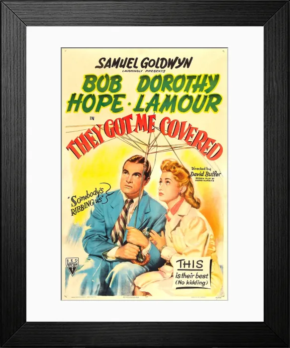Framed Print : THEY GOT ME COVERED, US poster, Bob Hope, Dorothy Lamour, 1943 Framed Print : THEY GOT ME COVERED, US poster, Bob Hope, Dorothy Lamour, 1943