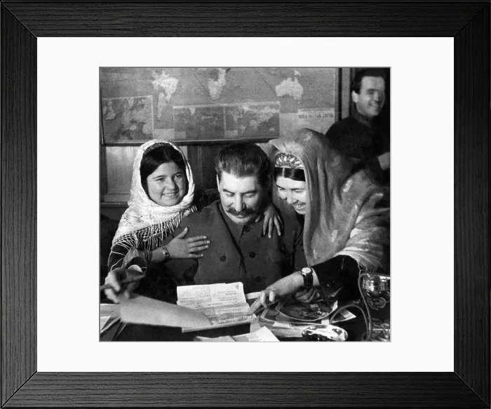 Framed Print : Mamlyakat Nakhangova, Soviet General Secretary Josef Stalin, and Ena Geldieva Framed Print : Mamlyakat Nakhangova, Soviet General Secretary Josef Stalin, and Ena Geldieva