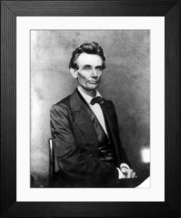 Framed Print : Abraham Lincoln 1860 portrait by B Williams March salted paper print / glass negative. Courtesy: CSU Archives  /  Everett Collection