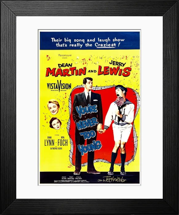 Framed Print : YOU'RE NEVER TOO YOUNG, US from top left: Nina Foch, Diana Lynn, Dean Martin, Jerry Lewis, 1955 Framed Print : YOU'RE NEVER TOO YOUNG, US from top left: Nina Foch, Diana Lynn, Dean Martin, Jerry Lewis, 1955