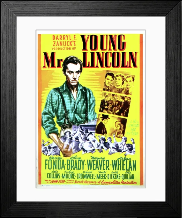 Framed Print : YOUNG MR. LINCOLN, left: Henry Fonda (as Abraham Lincoln) on midget window card, 1939, TM and Copyright 20th Century Fox Film Corp Framed Print : YOUNG MR. LINCOLN, left: Henry Fonda (as Abraham Lincoln) on midget window card, 1939, TM and Copyright 20th Century Fox Film Corp