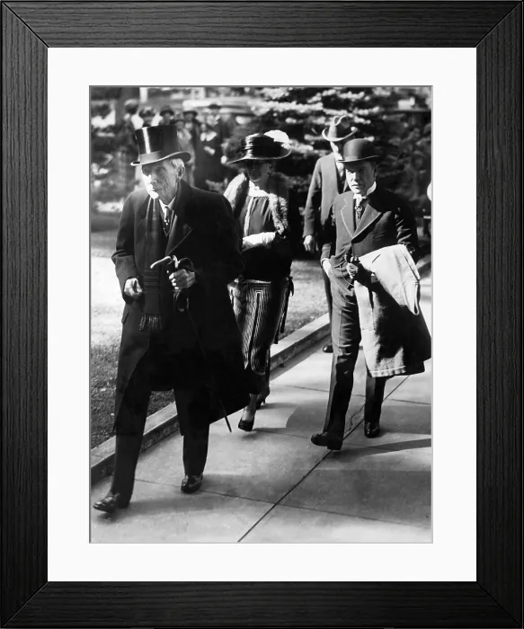 Framed Print : John D. Rockefeller (left), daughter in-law Abby Rockefeller (second from left), John D. Rockefeller, Jr. (right), circa 1925. Courtesy: CSU Archives / Everett Collection