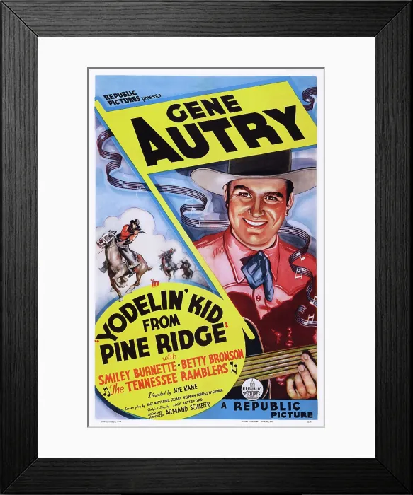Framed Print : YODELIN KID FROM PINE RIDGE, US poster art, Gene Autry, 1937