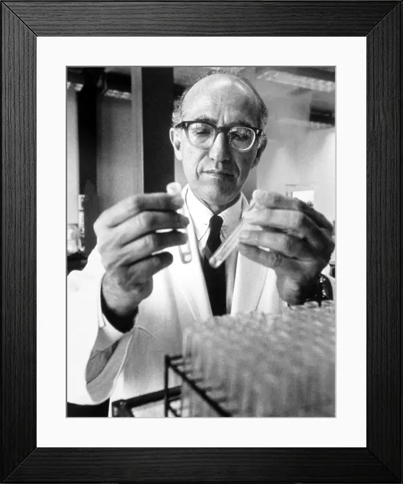 Framed Print : Jonas Salk. Courtesy: CSU Archives / Everett Collection Framed Print : Jonas Salk. Courtesy: CSU Archives / Everett Collection