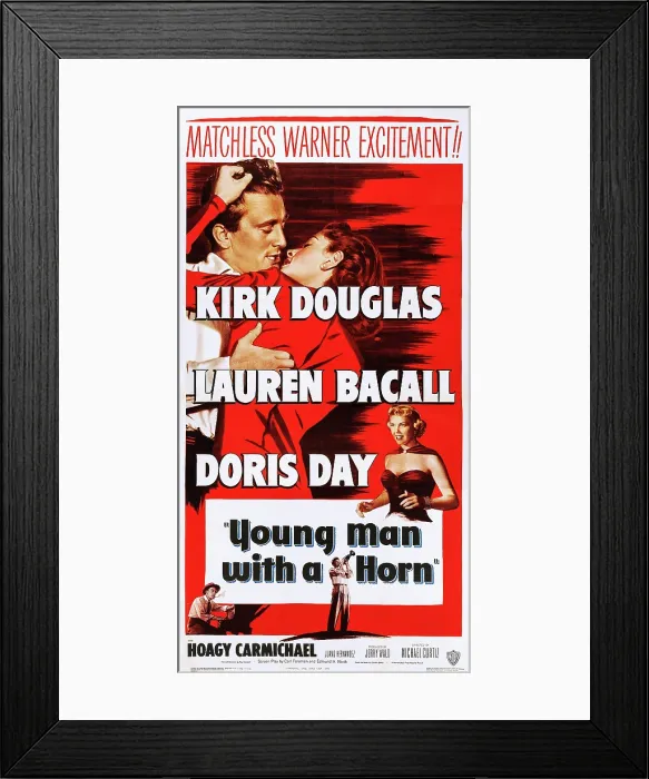 Framed Print : YOUNG MAN WITH A HORN, US poster, top from left: Kirk Douglas, Lauren Bacall, Doris Day, Hoagy Carmichael (bottom left), 1950 Framed Print : YOUNG MAN WITH A HORN, US poster, top from left: Kirk Douglas, Lauren Bacall, Doris Day, Hoagy Carmichael (bottom left), 1950
