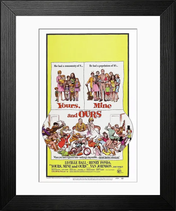 Framed Print : YOURS, MINE AND OURS, US poster art, bottom center: Henry Fonda, Lucille Ball, 1968