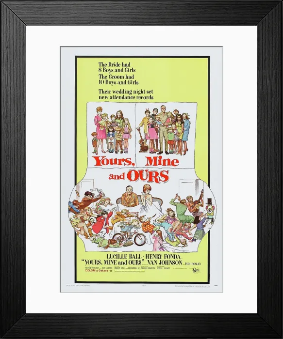 Framed Print : YOURS, MINE AND OURS, US poster, sitting up in bed from left: Henry Fonda, Lucille Ball, 1968