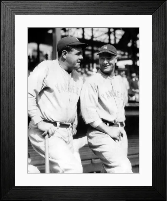 Framed Print : New York Yankees outfielder Babe Ruth and first baseman Lou Gehrig. ca. 1927. Courtesy CSU Archives / Everett Collection