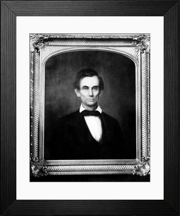 Framed Print : Abraham Lincoln (1809-1865), U.S. President (1861-1865), Lincoln's favorite portrait of himself chosen from about 20 paintings of him from the time
