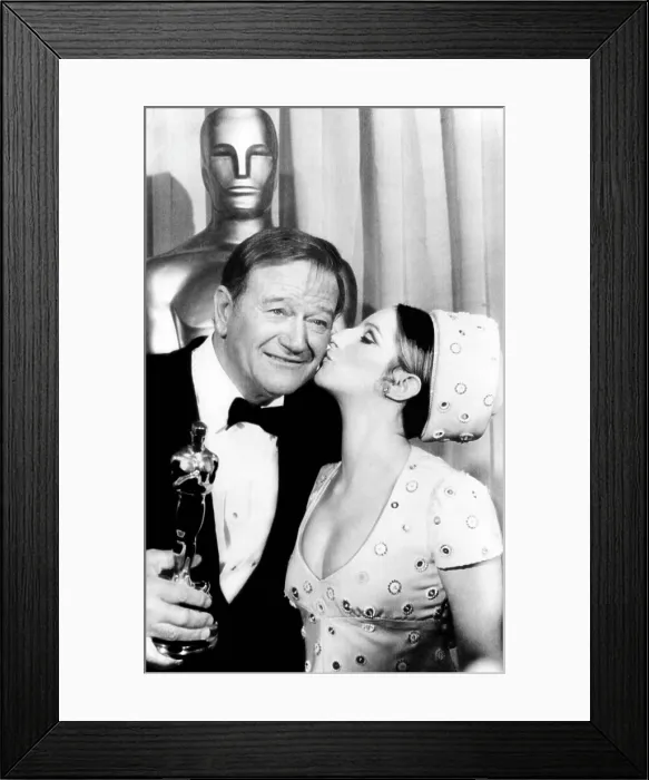 Framed Print : Barbra Streisand (right), John Wayne (left)