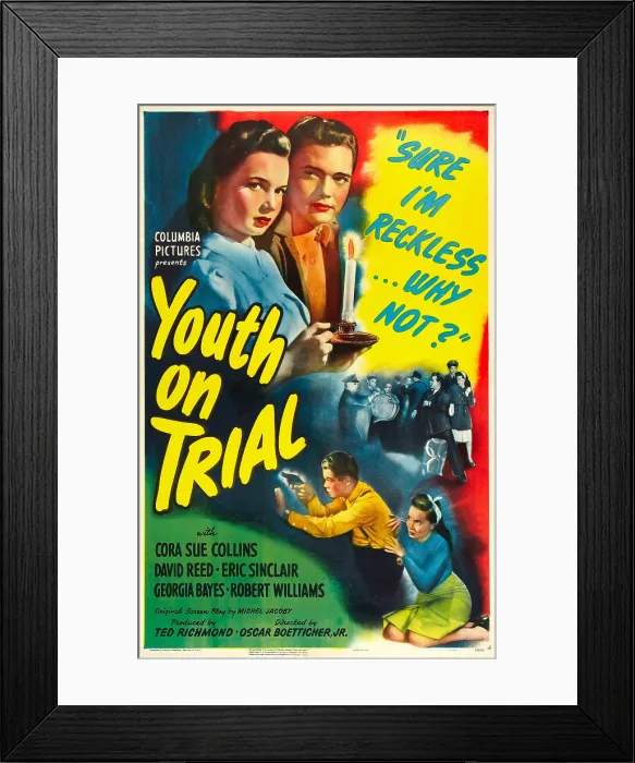 Framed Print : YOUTH ON TRIAL, US poster, top from left: Cora Sue Collins, Eric Sinclair, 1945