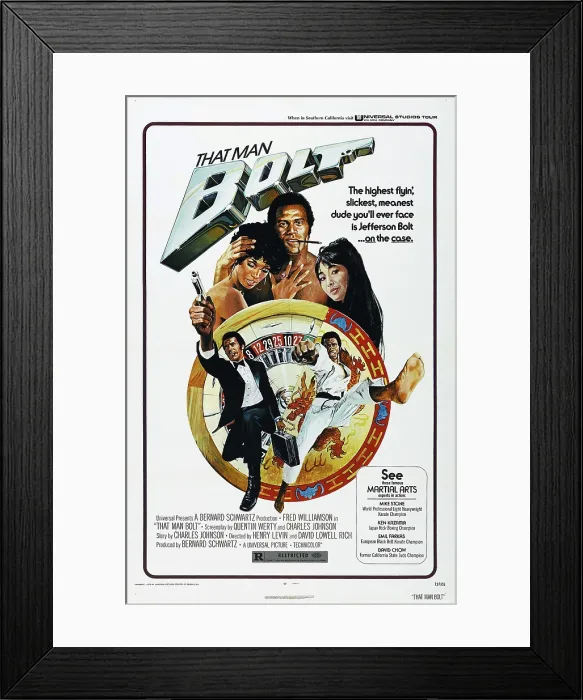 Framed Print : THAT MAN BOLT, US poster, from left: Teresa Graves, Fred Williamson, Miko Mayama, 1973 Framed Print : THAT MAN BOLT, US poster, from left: Teresa Graves, Fred Williamson, Miko Mayama, 1973