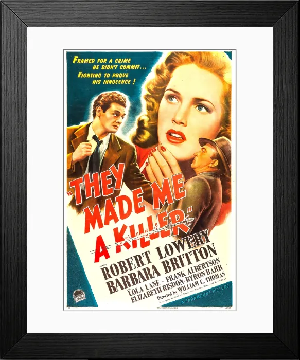 Framed Print : THEY MADE ME A KILLER, US poster, from left: Robert Lowery, Barbara Britton, James Bush, 1946