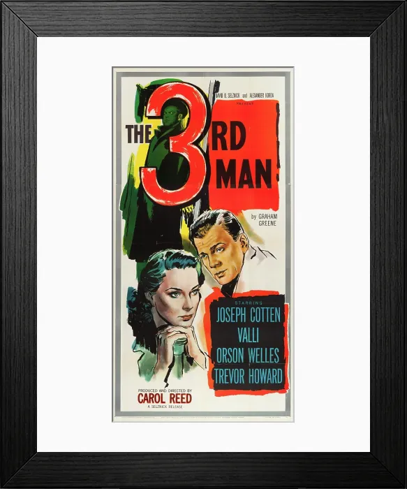 Framed Print : THE THIRD MAN, US poster art, from left: Alida Valli, Joseph Cotten, 1949