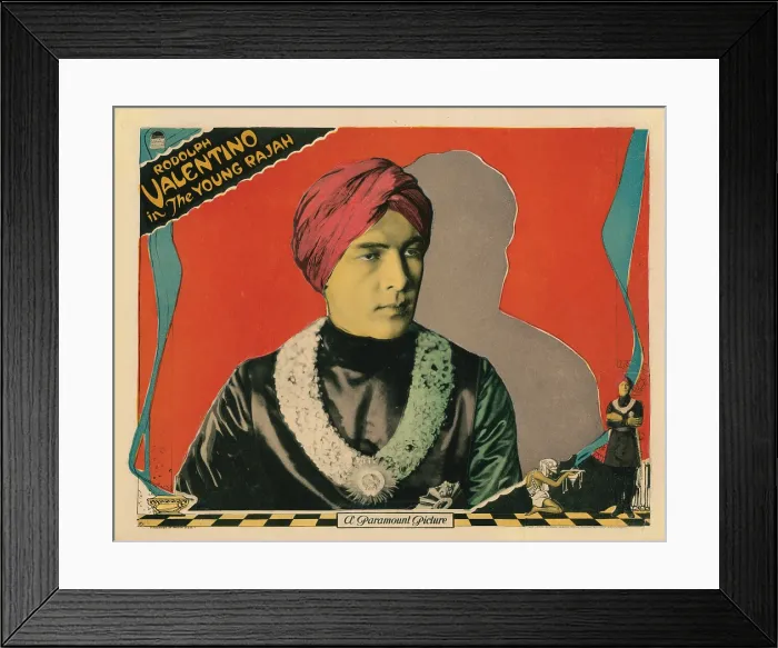 Framed Print : THE YOUNG RAJAH, lobbycard, Rudolph Valentino, 1922