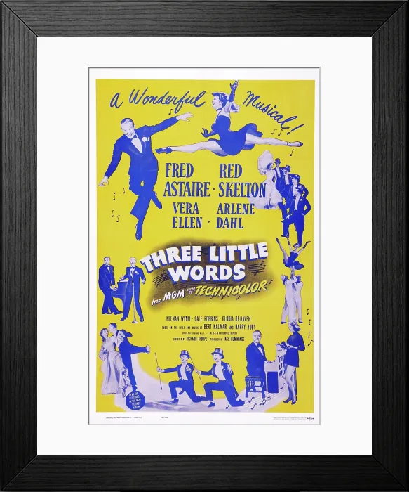 Framed Print : THREE LITTLE WORDS, US poster art, top: Fred Astaire, Vera-Ellen; bottom second right: Red Skelton; bottom right: Arlene Dahl, 1950