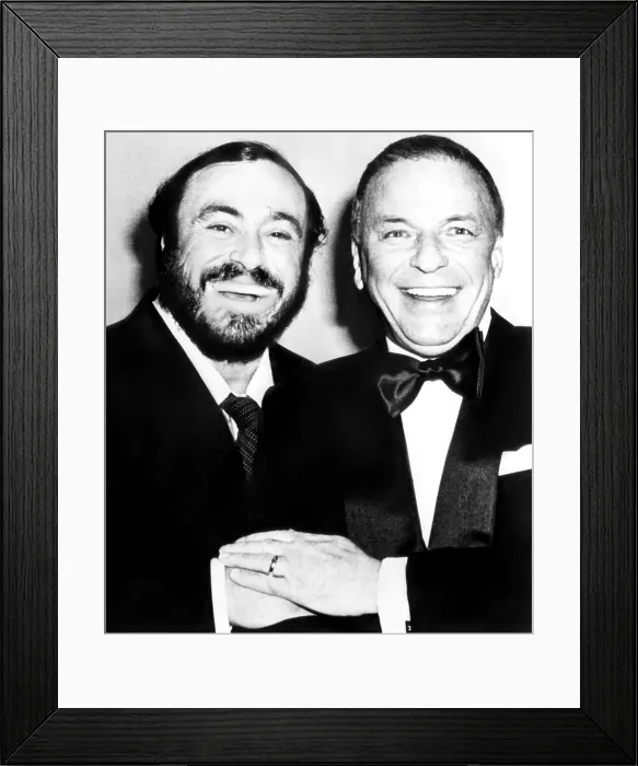 Framed Print : Luciano Pavarotti and Frank Sinatra, ca. 1980. Courtesy: CSU Archives / Everett Collection