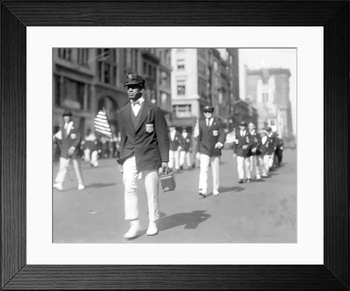 Framed Print : Kahanamoku, aka Duke Kahanamoku marches in Olympic Parade, c. 1920