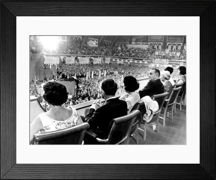 Framed Print : LYNDON JOHNSON (4th from left), in Presidential Box overlooking 1964 Democratic National Convention, (l to r): Ethel Kennedy, Robert F Framed Print : LYNDON JOHNSON (4th from left), in Presidential Box overlooking 1964 Democratic National Convention, (l to r): Ethel Kennedy, Robert F