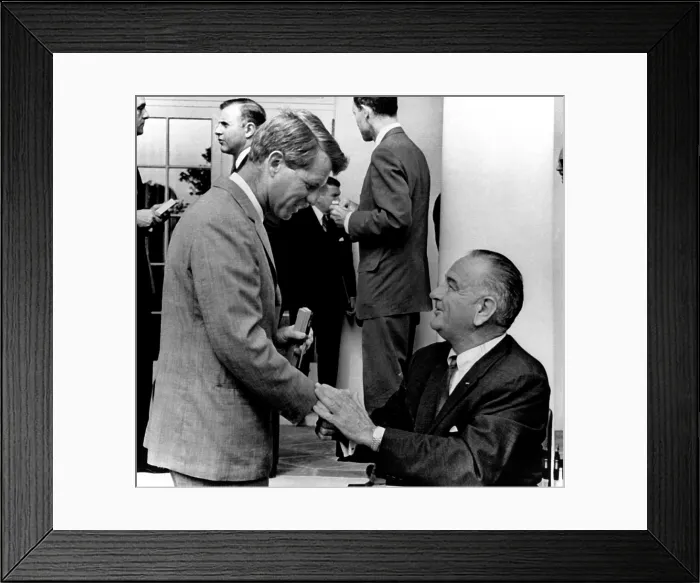 Framed Print : Senator Robert F. Kennedy shakes hands with President Lyndon Johnson, 1965. Courtesy: CSU Archives / Everett Collection Framed Print : Senator Robert F. Kennedy shakes hands with President Lyndon Johnson, 1965. Courtesy: CSU Archives / Everett Collection