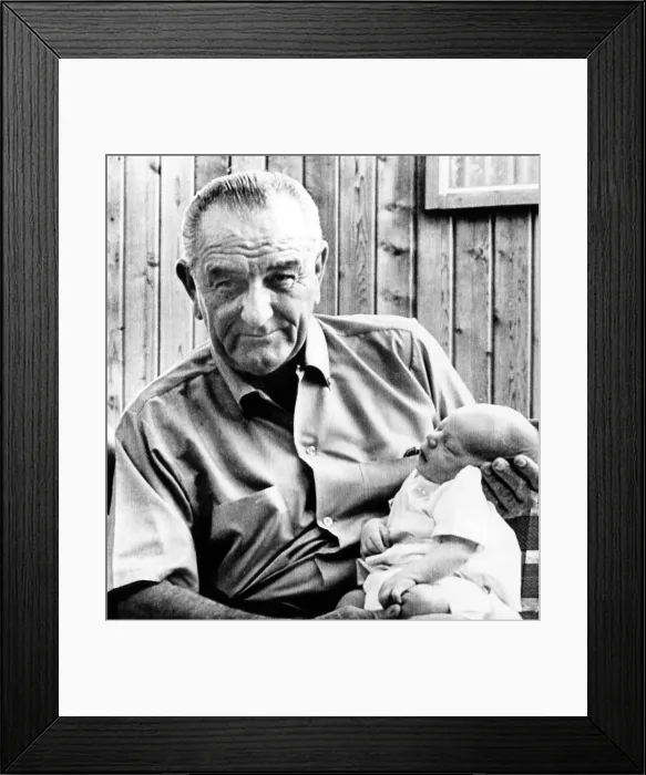 Framed Print : President Lyndon B. Johnson holds grandson Patrick on his knee. July 1967. Courtesy: CSU Archives / Everett Collection