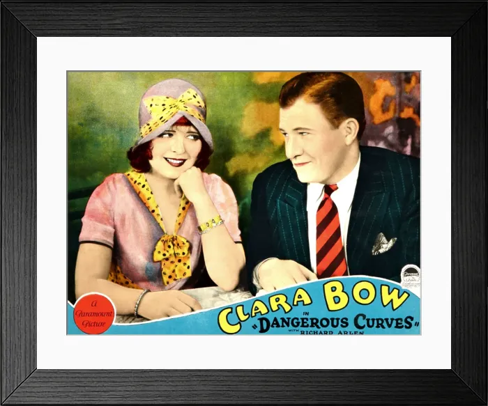 Framed Print : DANGEROUS CURVES, from left: Clara Bow, Richard Arlen on lobbycard, 1929 Framed Print : DANGEROUS CURVES, from left: Clara Bow, Richard Arlen on lobbycard, 1929