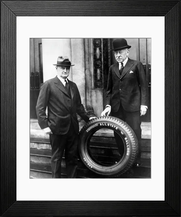 Framed Print : Robert E. Wood (left), Julius Rosenwald (right), owners of Sears, Roebuck, and Company, c. 1920's.. Courtesy: CSU Archives  /  Everett Collection