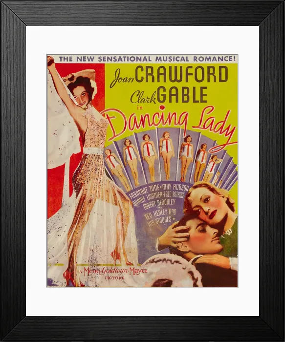 Framed Print : DANCING LADY, left: Joan Crawford, right from left: Clark Gable, Joan Crawford on window card, 1933
