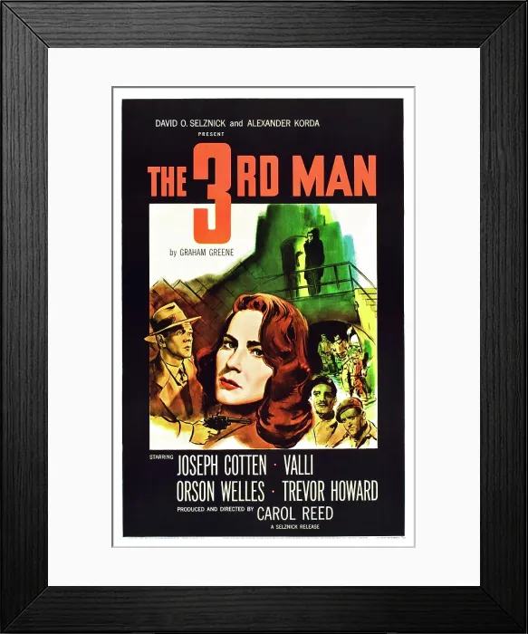 Framed Print : THE THIRD MAN, (aka THE 3RD MAN), l-r: Joseph Cotten, Alida Valli (aka Valli) on poster art, 1949 Framed Print : THE THIRD MAN, (aka THE 3RD MAN), l-r: Joseph Cotten, Alida Valli (aka Valli) on poster art, 1949