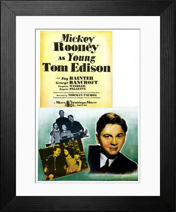 Framed Print : YOUNG TOM EDISON, US poster, bottom from left: Mickey Rooney, Virginia Weidler, Mickey Rooney, 1940