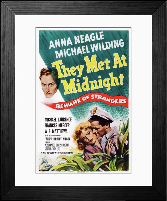 Framed Print : THEY MET AT MIDNIGHT, from top: Michael Wilding, Anna Neagle on poster art, 1948