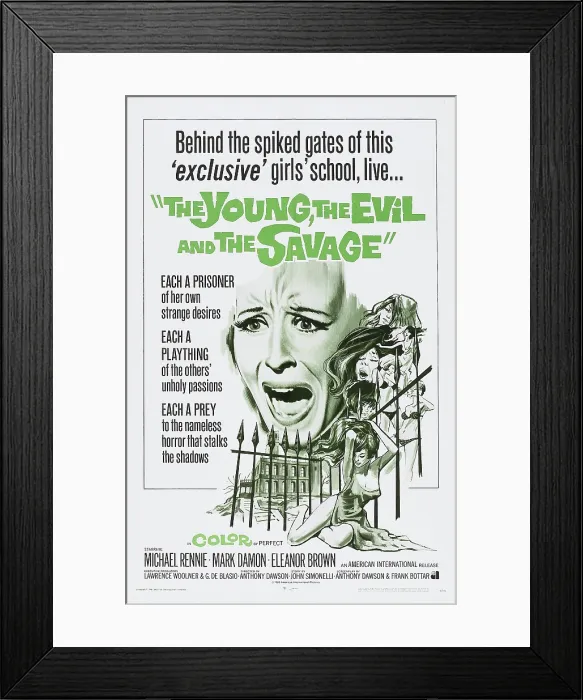 Framed Print : THE YOUNG, THE EVIL AND THE SAVAGE, (aka NUDE...SI MUORE), US poster, 1968 Framed Print : THE YOUNG, THE EVIL AND THE SAVAGE, (aka NUDE...SI MUORE), US poster, 1968