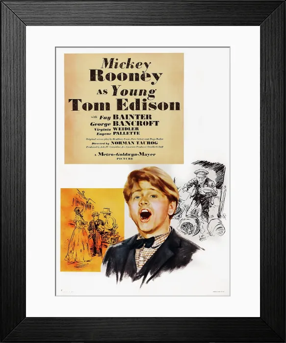 Framed Print : YOUNG TOM EDISON, US poster art, Mickey Rooney, 1940