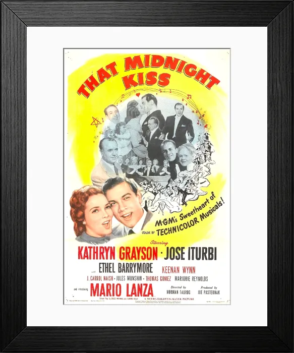 Framed Print : THAT MIDNIGHT KISS, US poster, Kathryn Grayson, Mario Lanza, 1949 Framed Print : THAT MIDNIGHT KISS, US poster, Kathryn Grayson, Mario Lanza, 1949