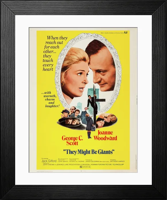Framed Print : THEY MIGHT BE GIANTS, US poster art, fom left: Joanne Woodward, George C. Scott, 1971