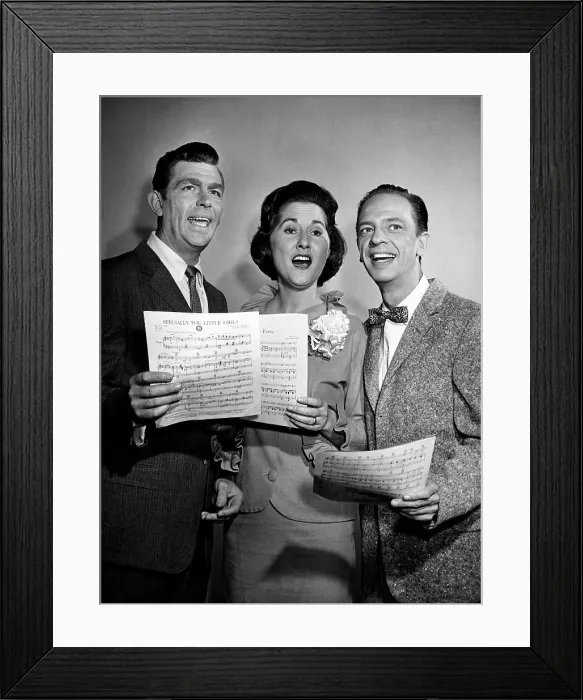 Framed Print : Andy Griffith, Barbara Griffith and Don Knotts, ca 1964. Courtesy: CSU Archives / Everett Collection