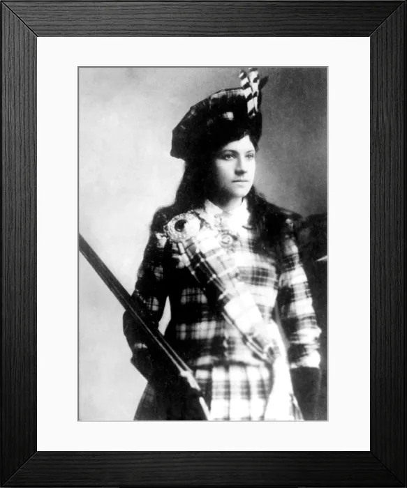 Framed Print : Annie Oakley, (aka: Phoebe Anne Oakley Moses), in Scotland, circa 1890s. Credit: CSU Archives / Everett Collection Framed Print : Annie Oakley, (aka: Phoebe Anne Oakley Moses), in Scotland, circa 1890s. Credit: CSU Archives / Everett Collection