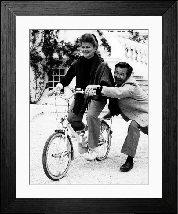 Framed Print : Katharine Hepburn with film director Bryan Forbes in Nice, France. 1968. Courtesy CSU Archives / Everett Collection