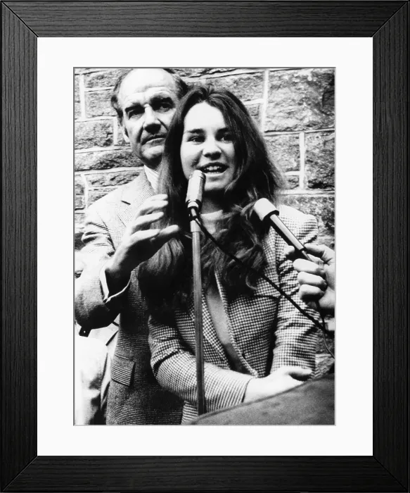 Framed Print : Senator George McGovern, Kathleen Kennedy, at a rally for McGovern's presidential campaign, at the Chester Court House in Chester, Pennsylvania, April 24, 1972