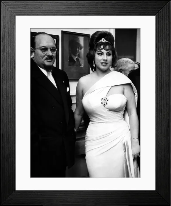 Framed Print : Former King Farouk of Egypt, Italian opera singer Irma Capece Minutolo, Naples, Italy, April 17, 1963.. Courtesy: CSU Archives  /  Everett Collection