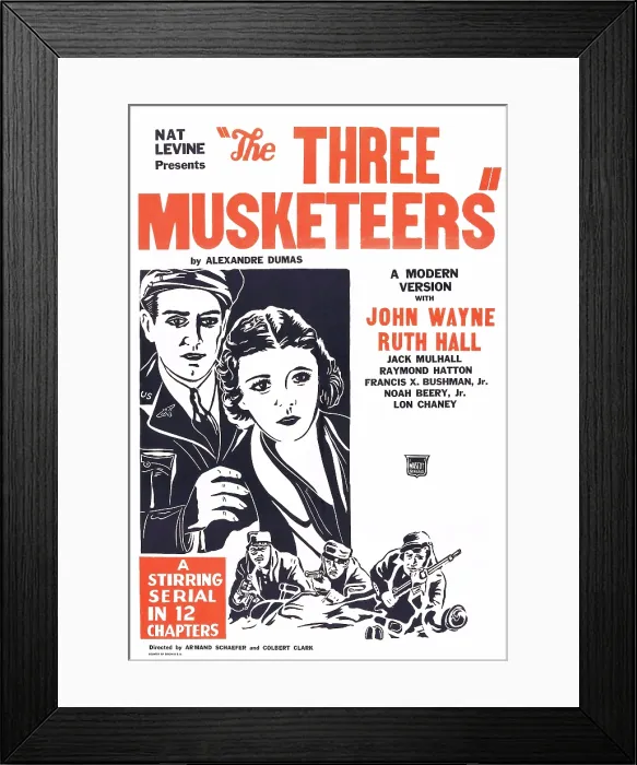 Framed Print : THE THREE MUSKETEERS, John Wayne, Ruth Hall on poster art, 1933 Framed Print : THE THREE MUSKETEERS, John Wayne, Ruth Hall on poster art, 1933