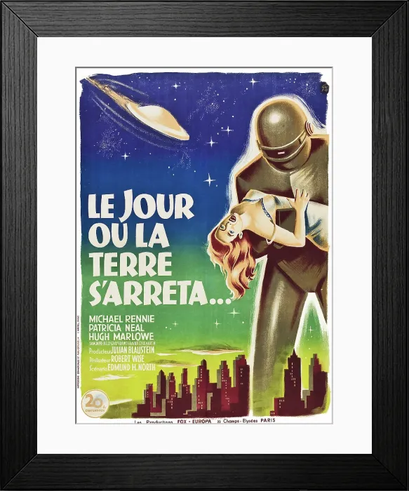 Framed Print : THE DAY THE EARTH STOOD STILL, (aka LE JOUR OU LA TERRE S'ARRETA...), French poster art, 1951. TM and Copyright 20th Century Fox Film Corp