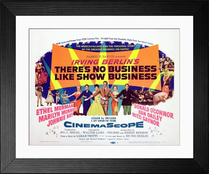 Framed Print : THERE'S NO BUSINESS LIKE SHOW BUSINESS, Marilyn Monroe, Donald O'Connor, Ethel Merman, Dan Dailey, Mitzi Gaynor, Johnnie Ray, 1954 Framed Print : THERE'S NO BUSINESS LIKE SHOW BUSINESS, Marilyn Monroe, Donald O'Connor, Ethel Merman, Dan Dailey, Mitzi Gaynor, Johnnie Ray, 1954