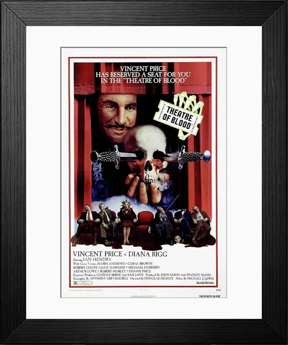 Framed Print : THEATRE OF BLOOD, US poster, Vincent Price, 1973